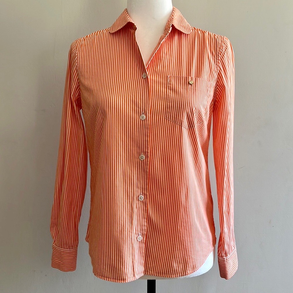 Kate Spade Orange Striped Button Down Shirt